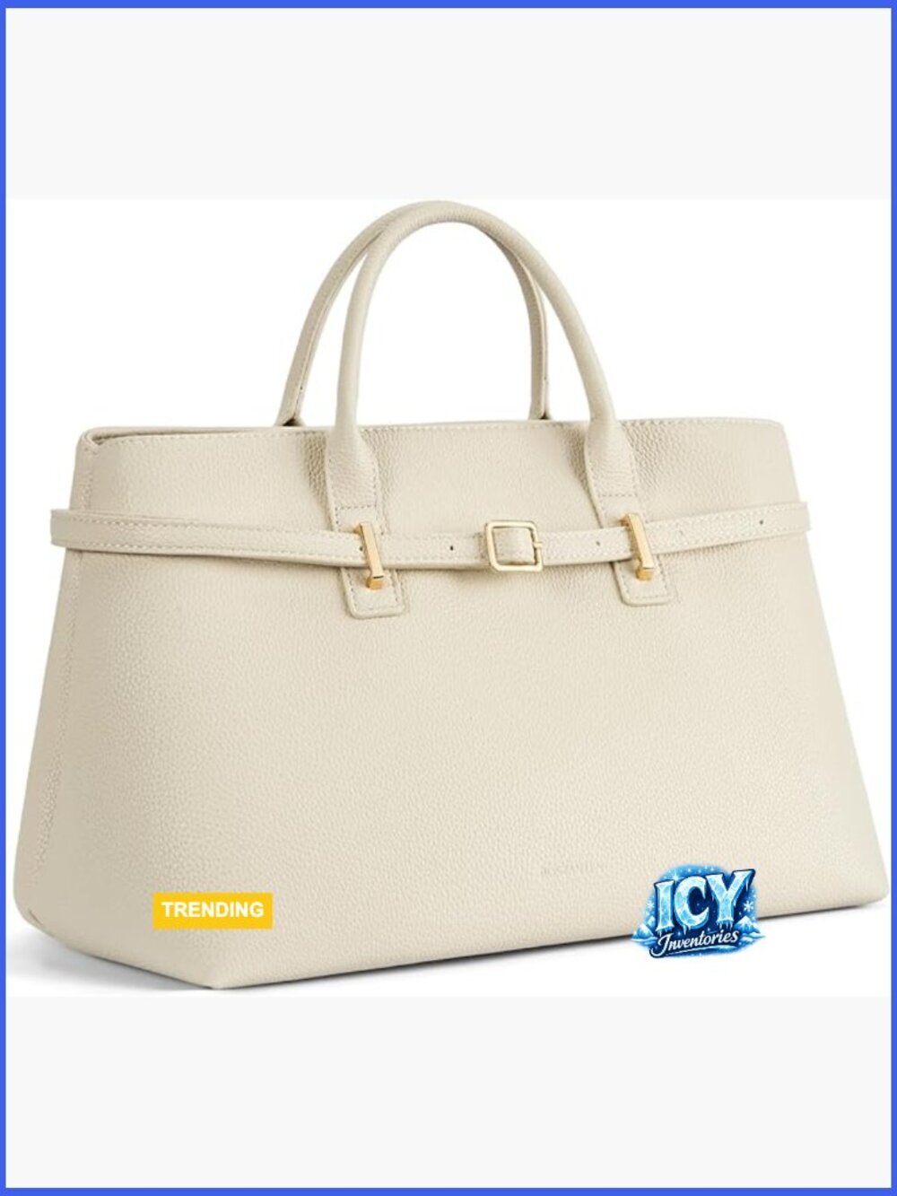 Vegan Leather Satchel Tote with Adjustable Strap and Gold Buckle